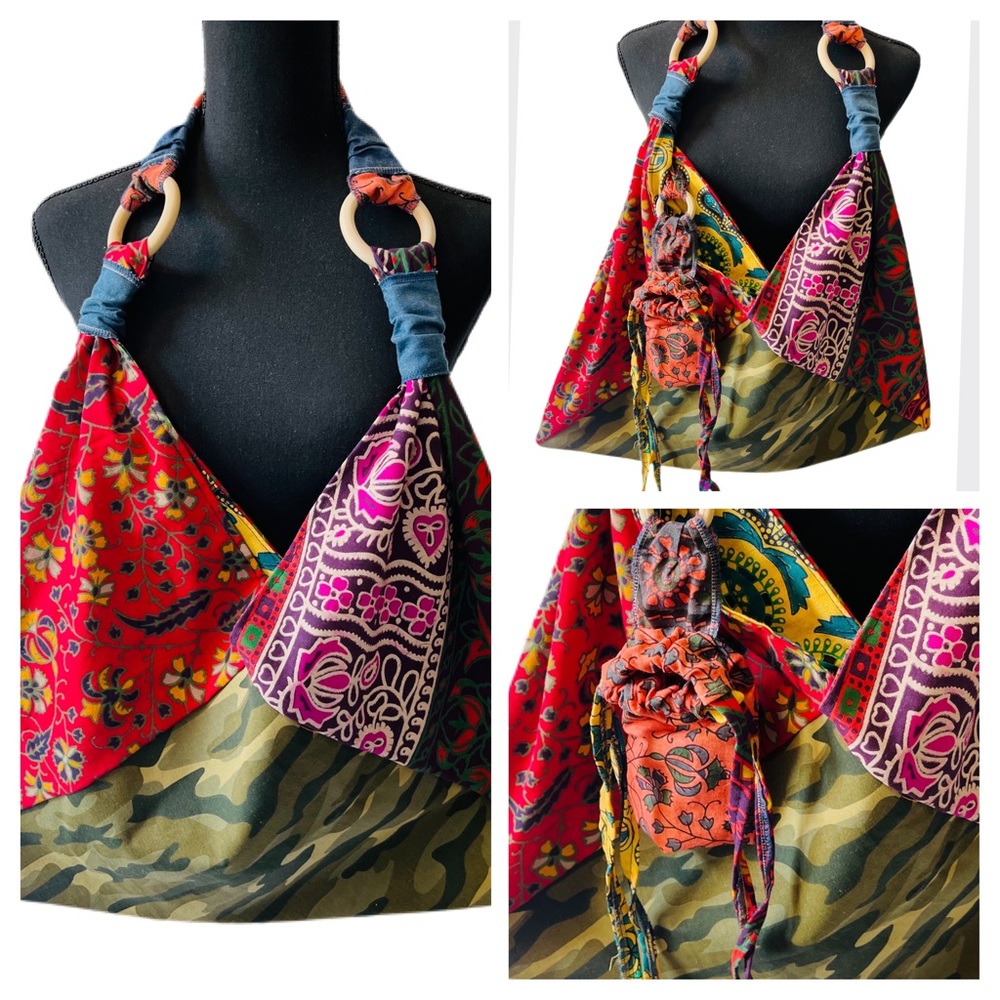 Handmade Boho Triangle Bag Large Origami Bag Ankara